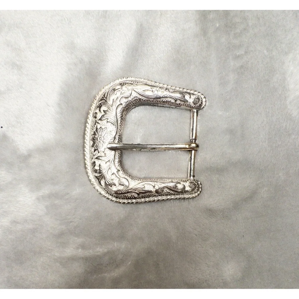Silver Western Floral Belt Buckle Rodeo Ranchwear Country